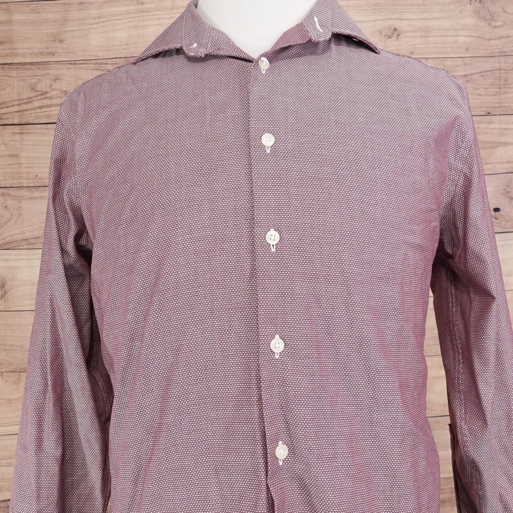 Collection By Michael Strahan Dress Shirt Mens 16 32/33 Reg Fit Red Geo Stretch